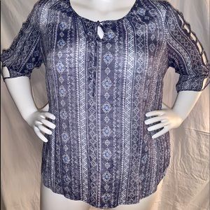 Fred David Blue and white tunic 3X